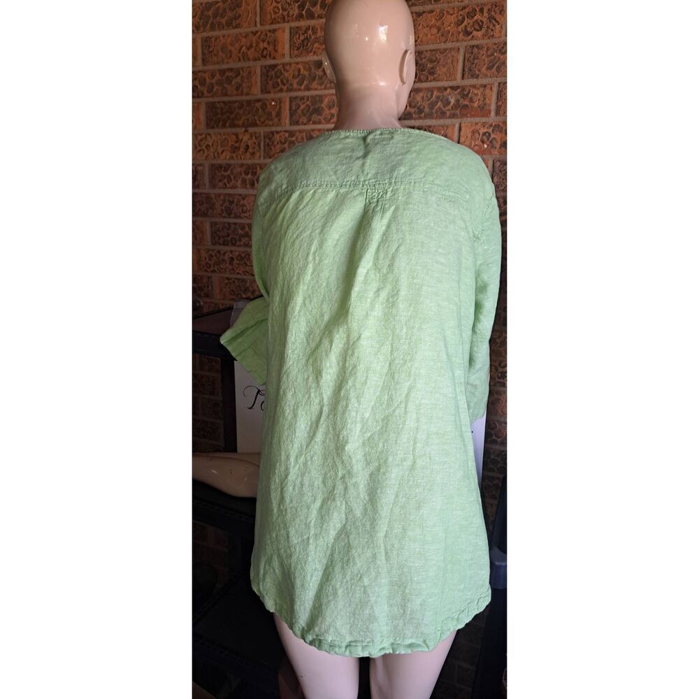 EDDIE Bauer XL Spring Green Linen Top - Picture 2 of 5
